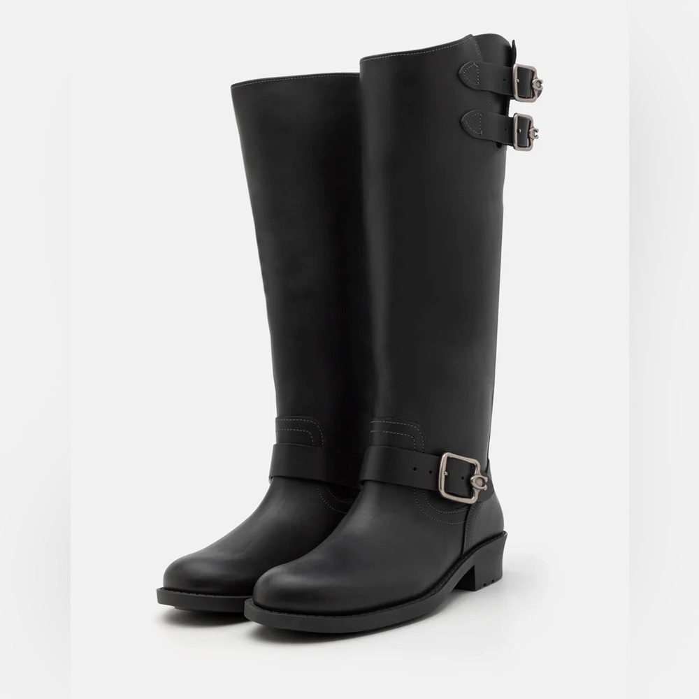 Coach Daria Buckled Tall Moto Boots Sz 8 BNWB - Picture 2 of 9